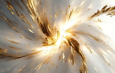 Aufkleber - Dynamic Abstract Gold and White Digital Swirl with Metallic Highlights : Generative AI