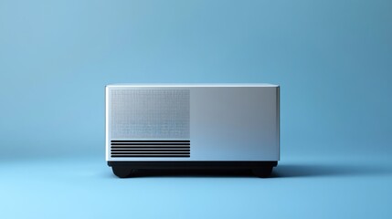Poster - Modern silver appliance on light blue background