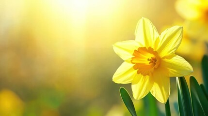 Sticker - A single yellow daffodil blooms in bright sunlight