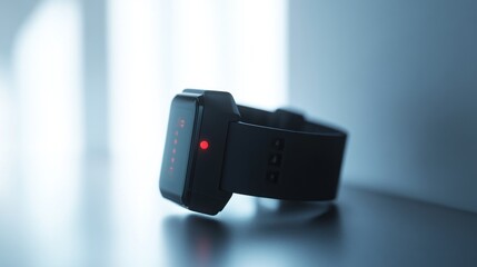 Poster - Sleek Black Smartwatch with Red Light Display