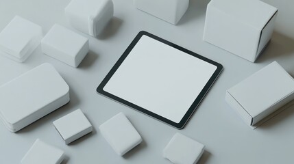 Poster - Tablet Displayed Amongst Various White Boxes