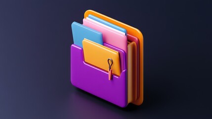 Poster - Colorful Files in a Purple Folder Icon