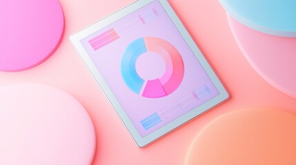 Poster - Pastel Tablet Displays Pie Chart Data Analytics