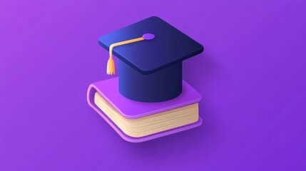 Poster - Graduation Cap Resting Atop a Book Represents Education