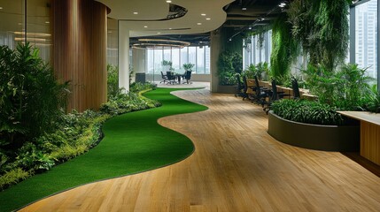Poster - Modern Office Interior Design with Lush Greenery