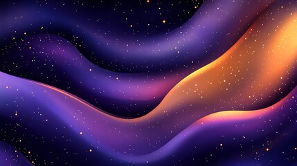 Aufkleber - Ethereal Starry Waves in Bold Purple and Golden Flowing Strands for Elegant Digital Artwork : Generative AI