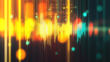 Poster - Colorful Audio Wave Visualization with Energetic Vibrant Spectrum for Digital Art Concepts : Generative AI