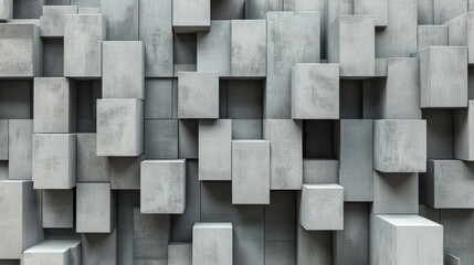 Poster - Abstract Grey Concrete Cube Block Wall Texture