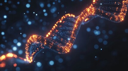 Poster - A glowing D structure of human cells in a biotechnological context.