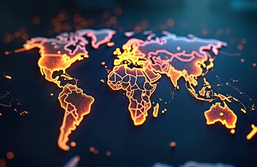 Aufkleber - Global map illustration shows international trade network. World map highlights connections between countries. Modern design emphasizes global commerce, supply chains. Abstract representation of