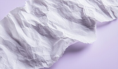 Poster - crumpled white paper sheet resting on a vibrant purple background creates an intriguing abstract tex