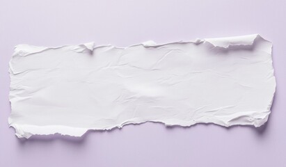 Poster - glued blank crumpled white paper sheet with torn edges creating a ripped effect on a purple backgrou