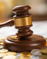 Gavel and Gold Coins, Justice, Finance, and Legal Decisions