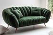 ©  Dreamy Shots - Elegant green velvet sofa design modern living room furniture stylish interior wide angle home inspiration