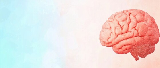 Aufkleber - Abstract polygonal human brain on a white background with copy space for text or design Illustration of an artificial intelligence concept and digital technology Generative AI