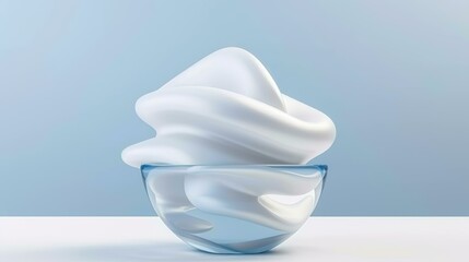 Canvas Print - Stunning 3D render of abstract shapes featuring white glass swirls against a light blue gradient background.