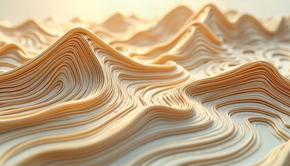 Aufkleber - Abstract topographic map design. Golden lines create wavy textures mimicking terrain. Beige, white color palette. Modern minimalist style. Excellent background for design project. Suitable for