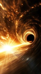 Wall Mural - powerful black hole absorbing energy and matter from a star, creating a swirling vortex of light and
