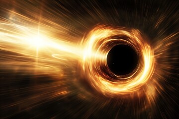 Wall Mural - powerful gravity of a black hole drawing in a nearby star, generating a brilliant stream of light an