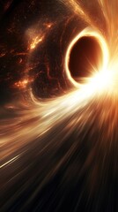 Wall Mural - powerful gravitational forces of a black hole warp spacetime, creating a swirling vortex of light an