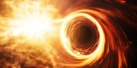 Wall Mural - powerful black hole absorbing light and energy in outer space, creating a fascinating cosmic phenome