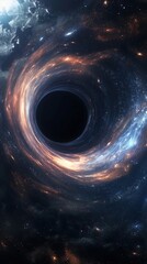 Wall Mural - swirling clouds of interstellar gas and dust are spiraling into a black hole, creating a breathtakin