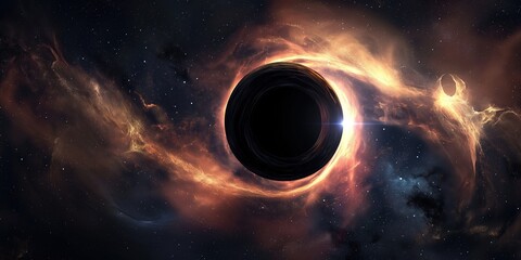 Wall Mural - supermassive black hole warping spacetime and sucking matter and energy from surrounding stars, accr