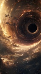 Wall Mural - swirling clouds of interstellar dust and gas are spiraling into a black hole, creating a breathtakin