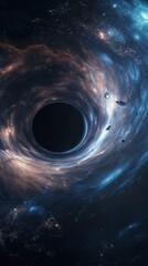 Wall Mural - swirling clouds of interstellar dust and gas are spiraling towards the event horizon of a black hole