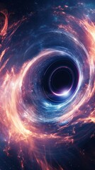 Wall Mural - swirling clouds of orange and blue interstellar dust and gas are collapsing into a black hole in the