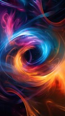 Wall Mural - swirling vortex of vibrant colors and light representing the curvature of space time around a black 