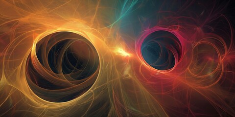 Wall Mural - colorful abstract fractal representation of wormholes connecting different universes through a disto
