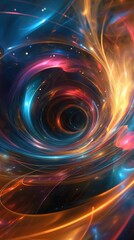 Wall Mural - colorful abstract vortex with swirling lines of light and energy representing a black hole, a region