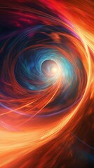 Wall Mural - abstract representation of swirling space time around a bright singularity, creating a vibrant black