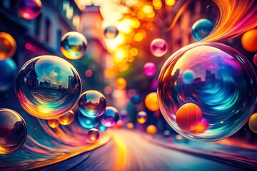Poster - Retro Psychedelic Blob Motion Blur Abstract Background