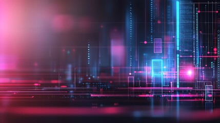 Poster - Abstract futuristic digital background featuring vibrant neon colors and dynamic lines. Perfect for tech-themed designs, showcasing innovation and modernity in digital spaces.