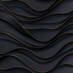 Poster - An abstract design featuring layered waves in a sleek black backdrop with subtle golden accents. Ideal for modern presentations and artistic projects.