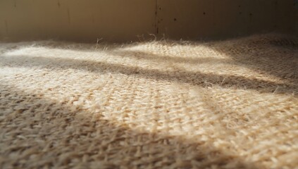 Wall Mural - soft-focus natural wool fabric with interwoven fibers, slight fuzziness, and neutral beige tones, hi