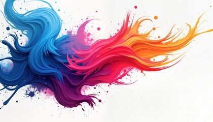 Aufkleber - Dynamic abstract art piece. Vibrant hues of blue pink, orange paint create dynamic streak with visible brushstrokes. Isolated on transparent background. Energetic colours, expressive brushstrokes.