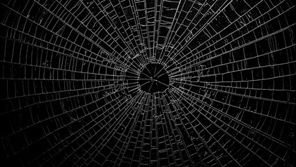 Abstract background of cracked glass with intricate web of fine lines