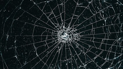 Abstract background of cracked glass with intricate web of fine lines