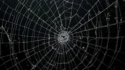 Abstract background of cracked glass with intricate web of fine lines