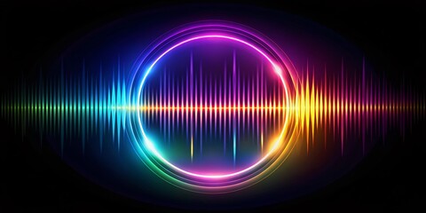 Poster - Silhouette Equalizer Music Sound Waves Circle Abstract Design