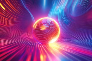 Aufkleber - Globe spinning with glowing contour lines showcasing a vibrant visual display in a digital art style. Generative AI