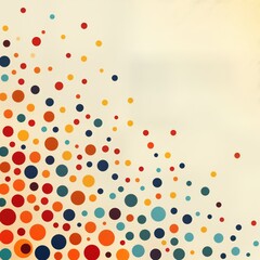 Aufkleber - Abstract geometric pattern with various sized colorful dots. Dot pattern on light beige background. Colorful design for graphic or design projects. Minimalist style. Modern artistic visual pattern.