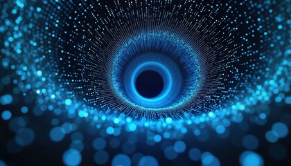 Leinwandbilder - Abstract digital motion background. Wavy tunnel of glowing blue particles. Futuristic, dynamic. Shows data flow energy movement. Suggests speed, tech, sense of space exploration. Could represent tech