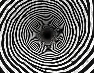 Fototapete - Abstract black, white spiral design. Illusion of depth with concentric circles. Intricate pattern. Use as wallpaper, background, graphic design element. Modern art. Geometric shapes. Suitable for