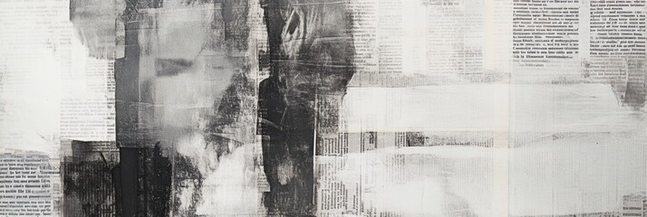 Poster - Vintage newspaper clippings overlap in a creative collage showcasing historical articles and artistic expression. Generative AI