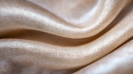 Poster - Luxurious beige silk fabric with soft waves and delicate texture creates elegant background for fashion, wedding and luxury product photography.