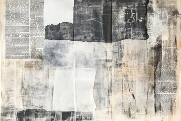 Poster - Vintage newspaper clippings overlap creating a textured and layered artistic composition from mid 20th century media. Generative AI